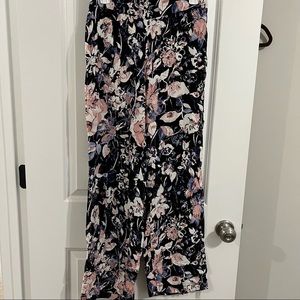 Black floral palazzo pants